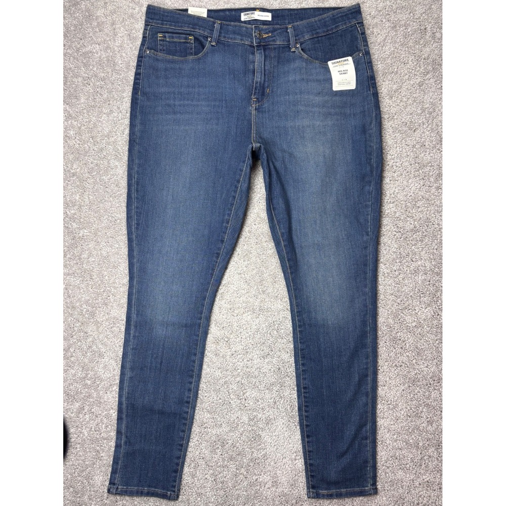 Signature by Levi Strauss Womens Mid Rise Skinny Jeans Blue Size 16M W33 L30 NWT